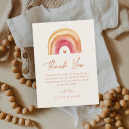 Boho Rainbow Terracotta-Baby shower Bedankkaart