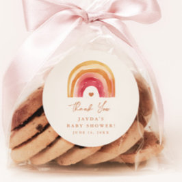 Boho Rainbow Terracotta Baby shower Dank u Ronde Sticker