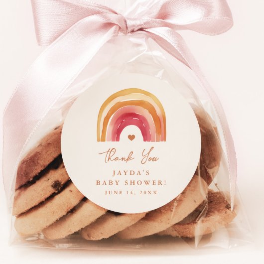 Boho Rainbow Terracotta Baby shower Dank u Ronde Sticker