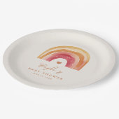 Boho Rainbow Terracotta-Baby shower Papieren Bordje (Gekanteld)