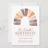 Boho Rainbow Terracotta Bisque Kind Birthday Party Kaart (Voorkant)