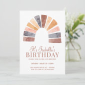 Boho Rainbow Terracotta Bisque Kind Birthday Party Kaart (Staand voorkant)