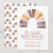 Boho Rainbow Terracotta Bisque Kind Birthday Party Kaart (Voorkant / Achterkant)
