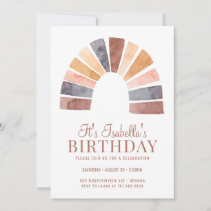 Boho Rainbow Terracotta Bisque Kind Birthday Party Kaart