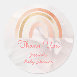 Boho Rainbow Terracotta gepersonaliseerd Baby show Ronde Sticker