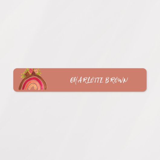 Boho Rainbow Terug naar School Waterverf Waterdich Labels (Design 2)