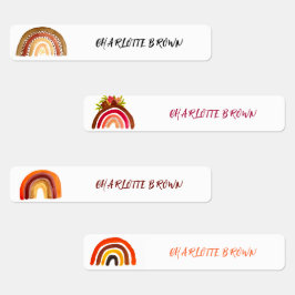 Boho Rainbow Terug naar School Waterverf Waterdich Labels