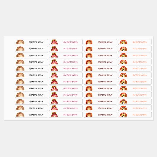 Boho Rainbow Terug naar School Waterverf Waterdich Labels (Vel)