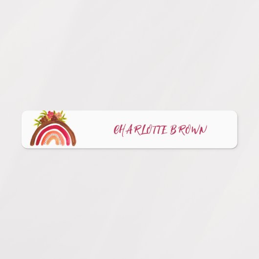 Boho Rainbow Terug naar School Waterverf Waterdich Labels (Design 2)