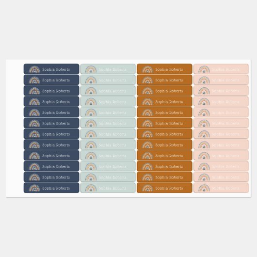 Boho Rainbow Theme Waterbestendige Kinder naamlabe Labels (Vel)