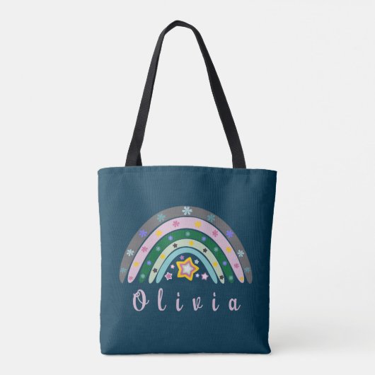 Boho Rainbow Trendy met persoonlijke naam Tote Bag (Achterkant)