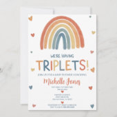 Boho Rainbow Triplets Baby shower Kaart (Voorkant)
