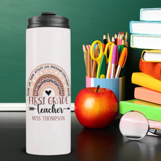 Boho Rainbow Tumbler for 1st Grade Teacher Thermosbeker