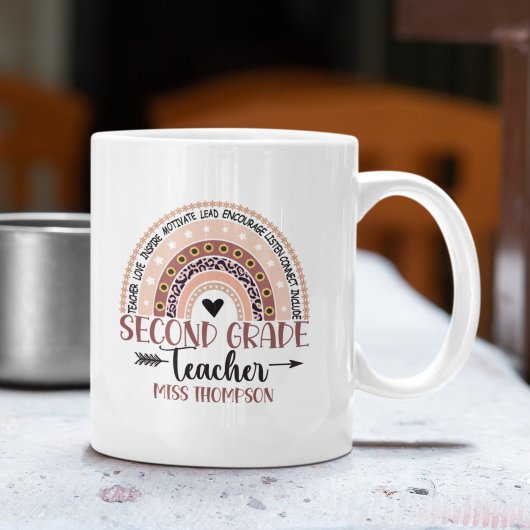 Boho Rainbow Tumbler for 2nd Grade Teacher Koffiemok