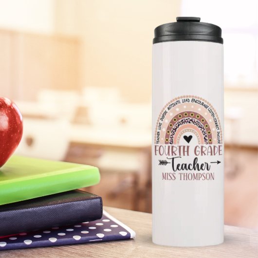 Boho Rainbow Tumbler for 4th Grade Teacher Thermosbeker