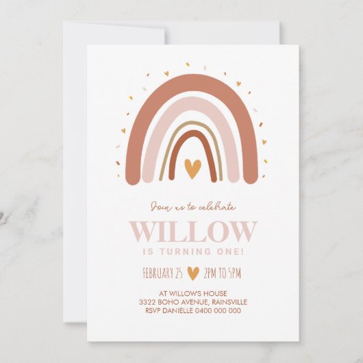 Boho Rainbow Uitnodiging (Voorkant)