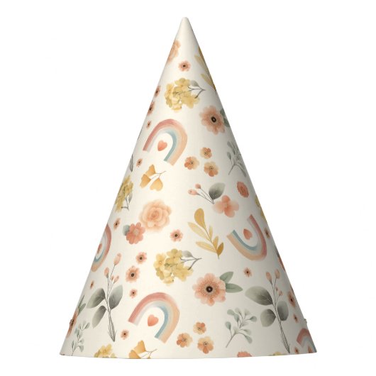 Boho Rainbow Verjaardagsfeest Petten – Aardse Wate Feesthoedjes (Voorkant)