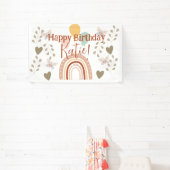 Boho Rainbow Verjaardagsfeestbanner Spandoek (Insitu)