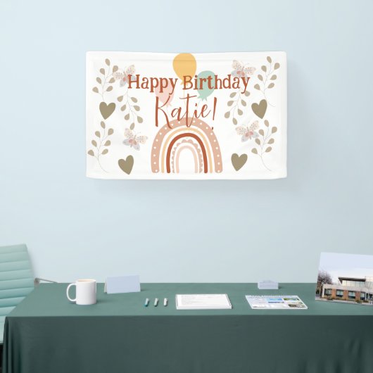 Boho Rainbow Verjaardagsfeestbanner Spandoek (Beurs)