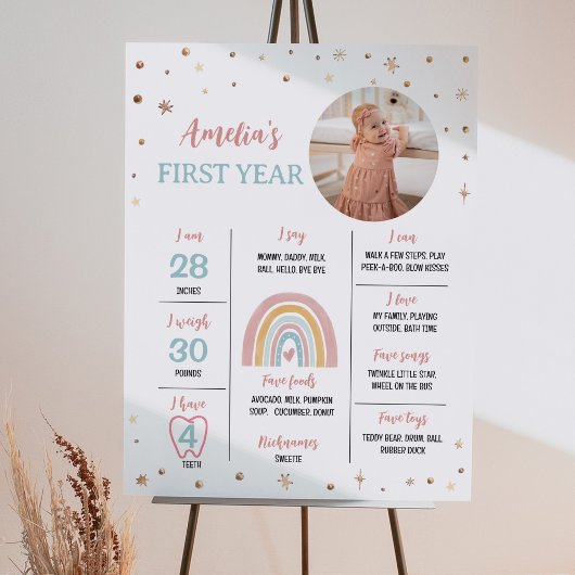 Boho Rainbow Verjaardagsfoto Milestone Poster
