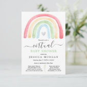Boho Rainbow Virtual Baby shower Invitation Kaart (Staand voorkant)