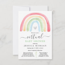 Boho Rainbow Virtual Baby shower Invitation Kaart