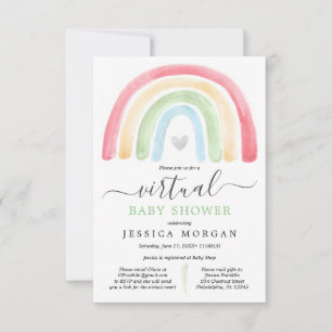 Boho Rainbow Virtual Baby shower Invitation Kaart