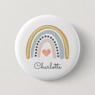 Boho Rainbow Watercolor Nursery  Ronde Button 5,7 Cm