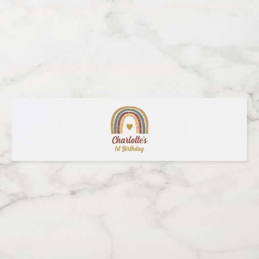 Boho Rainbow Waterfles Etiket (Enkel label)