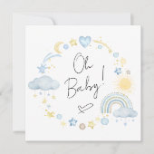 Boho Rainbow Waterverf Baby Boy Shower Kaart (Voorkant)