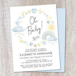Boho Rainbow Waterverf Baby Boy Shower Kaart