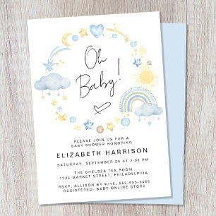 Boho Rainbow Waterverf Baby Boy Shower Kaart