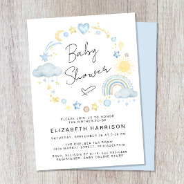 Boho Rainbow Waterverf Baby Boy Shower Kaart