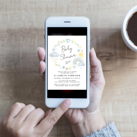 Boho Rainbow Waterverf Baby Boy Shower Kaart