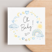 Boho Rainbow Waterverf Baby Boy Shower Kaart