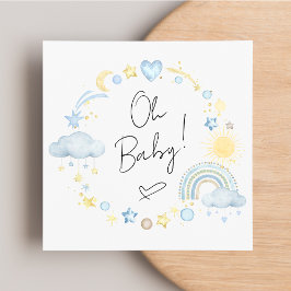 Boho Rainbow Waterverf Baby Boy Shower Kaart