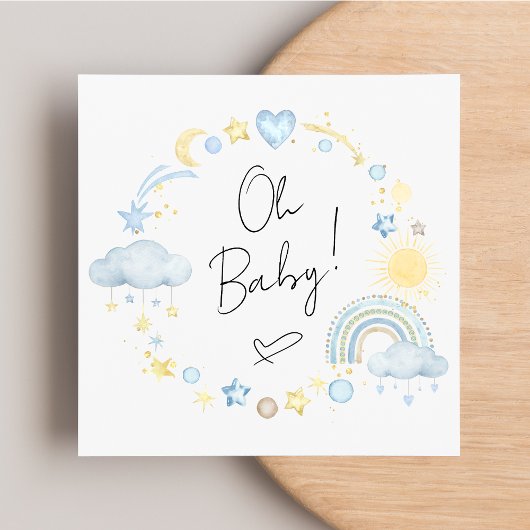 Boho Rainbow Waterverf Baby Boy Shower Kaart