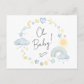 Boho Rainbow Waterverf Baby Boy Shower Uitnodiging Briefkaart (Voorkant)