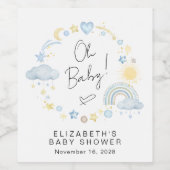 Boho Rainbow Waterverf Baby Boy Shower Wijn Etiket (Enkel label)