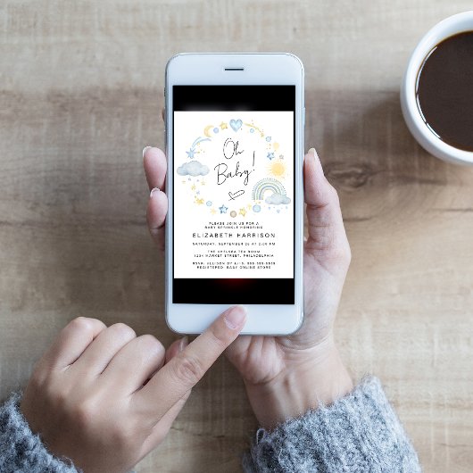 Boho Rainbow Waterverf Baby Boy Sprinkle Kaart