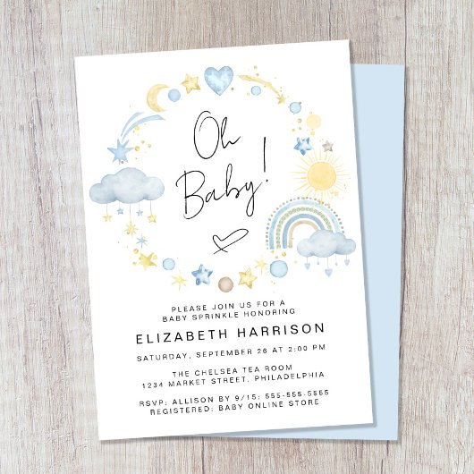 Boho Rainbow Waterverf Baby Boy Sprinkle Kaart