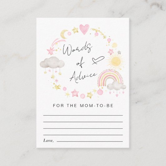 Boho Rainbow Waterverf Baby Girl Shower Informatiekaartje (Voorkant)