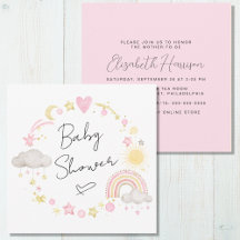 Boho Rainbow Waterverf Baby Girl Shower