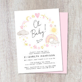 Boho Rainbow Waterverf Baby Girl Shower Kaart