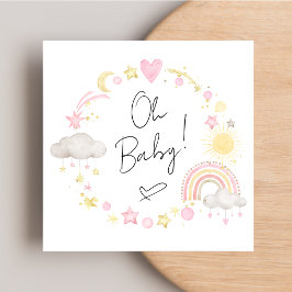 Boho Rainbow Waterverf Baby Girl Shower Kaart