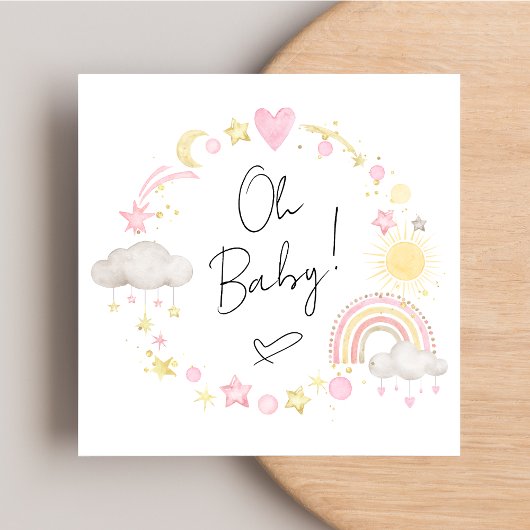 Boho Rainbow Waterverf Baby Girl Shower Kaart