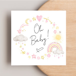 Boho Rainbow Waterverf Baby Girl Shower Kaart