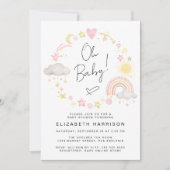 Boho Rainbow Waterverf Baby Girl Shower Kaart (Voorkant)