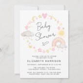 Boho Rainbow Waterverf Baby Girl Shower Kaart (Voorkant)