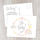 Boho Rainbow Waterverf Baby Girl Shower Uitnodiging Briefkaart